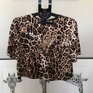Express Leopard Print Short Sleeve Top - Brown NWOT 🤎🖤